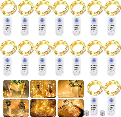 Zdjęcie produktu dla Światełek LED na baterie - 2 metry - 20 diod LED - Baterie mikro - Kabel miedziany - Ciepła biel - Do użytku wewnątrz - Boże Narodzenie - Do użytku na zewnątrz