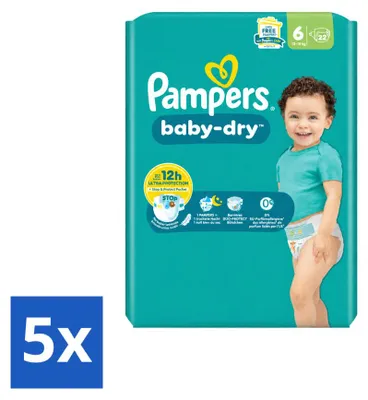 Productafbeelding van 5 x Pampers Baby-Dry luiers, maat 6 - voordeelverpakking - 5 stuks