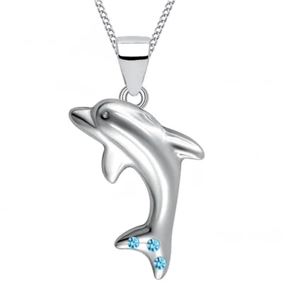 Delfin Halskette mit Anhänger I 925 Echtsilber Kette 45cm

