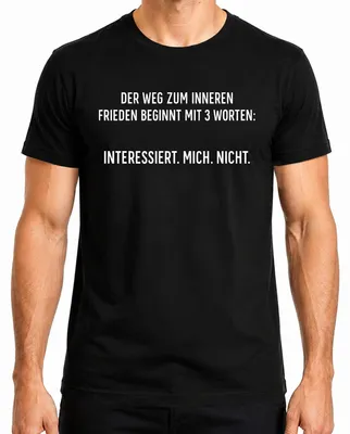 Productafbeelding van Interesseert me niet. Binnenrust. Sarcastisch. Ironisch. Heren T-shirt, zwart, maat M
