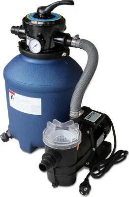 Produktbild von Karibu Sandfilteranlage groß inkl. Schläuche, Quarzsand 25 Kilo (6,5 m³/h, 230 V)
