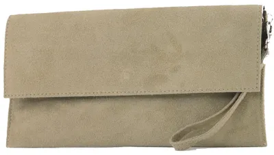Productafbeelding van modamoda T151 dames clutch van wildleder met ruw leer, geschikt als handtas, schoudertas of avondtas