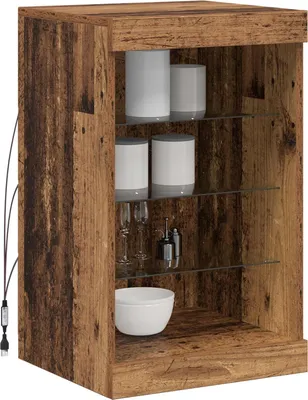 Obrázek produktu pro vidaXL LED příborník z regenerovaného dřeva 41 x 37 x 67 cm materiál na bázi dřeva