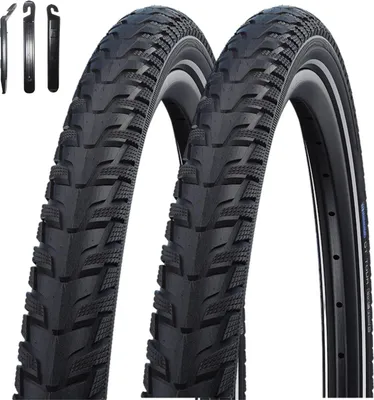 Produktbild von 2 x Schwalbe Energizer PLUS Tour Performance GreenGuard Schwarz/Reflex 55-622 (28,0 x 2,15) inkl. Reifenheber