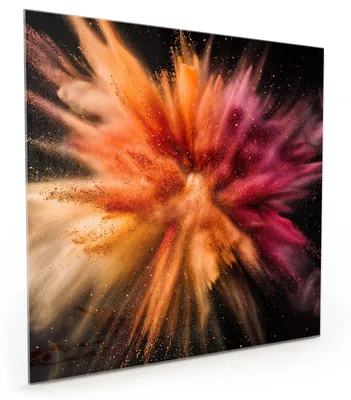 Produktbild von Küchenrückwand Spritzschutz Glas mit Motiv Farbenexplosion 40 x 40 cm