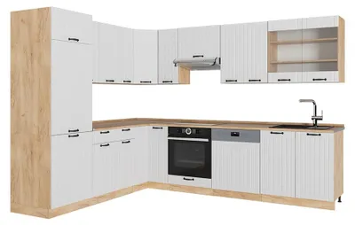 Image de Cuisine en angle Vicco Fame-Line Blanc campagne/Chêne de force doré 287 x 227 cm, PT Chêne, Model 56896