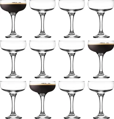 Produktbild von 12x clear 235ml Misket Espresso Martini Gläser - Spülmaschine Safe Klassische Party Bar Champagner Espresso Cocktail Glas Geschenk Set - von lav - von lav