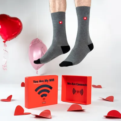 Produktbild von Lustige Herrensocken aus Baumwolle Gr. 40-45 von SOXO – Geschenk zum Valentinstag für Männer
