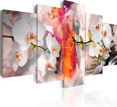 Produktbild von Leinwandbilder 200x100 cm b-A-0255-b-o Vlies Leinwandbild 5 tlg Kunstdruck modern Wandbilder XXL Wanddekoration Design Wand Bild ABSTRAKT BLUMEN ORCHIDEE