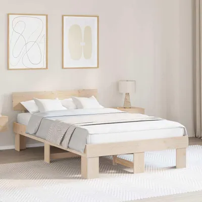 Image de Maison Exclusive - Cadre de lit avec tête de lit Nature 120 x 200 cm Bois de pin massif