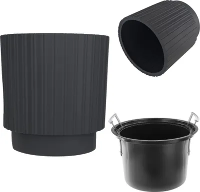 Image de KADAX Pot de fleurs Pot de fleurs 30 cm Couvercle avec insert Support de fleurs en plastique