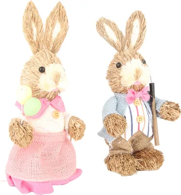 Obrázok produktu pre 2ks veľkonočný zajačik ornament roztomilý rustikálny simulácia králik bábika domáce strany dodávky 23cm