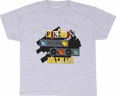 Immagine prodotto di Pokemon - Maglietta "Pokemon Battle" per bambini HE1462 (104) (grigio screziato)