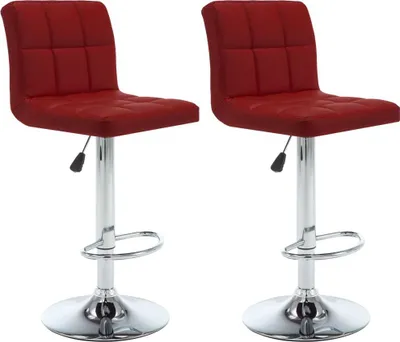 Image de vidaXL Tabouret de bar 2 pcs. Simili cuir rouge vin