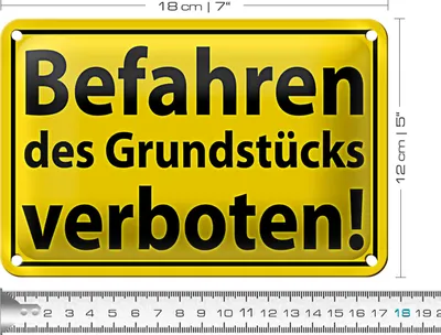 Produktbild von Blechschild Warnschild 18x12cm Befahren Grundstück verboten