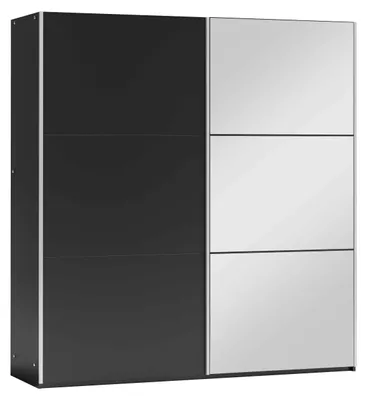 Produktbild von Masseno Schiebetürenschrank IVERN 200/215/65 cm 2-türig mit Spiegel Schwarz