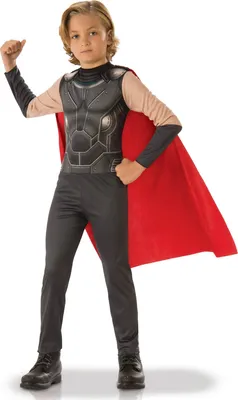 Produktbild von Thor™ Kostüm für Kinder Lizenzprodukt grau-rot 7 bis 8 Jahre (122 bis 128 cm)