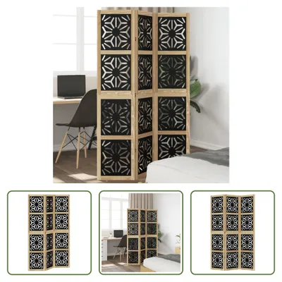 Immagine prodotto di The Living Store Divisorio 3 pezzi Marrone e nero Legno massello Paulownia