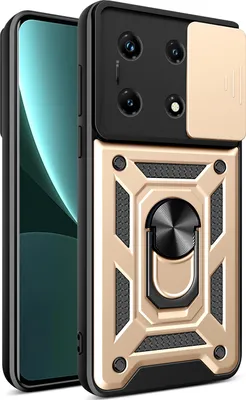 Produktbild von Hülle für Infinix Note 30 Pro 4G mit Ring Ständer Halter Dia Kameraschutz TPU PC Hybrid Handyhülle Gold