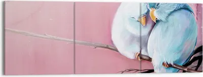 Produktbild von Bild auf Leinwand - Leinwandbild - 3 Teile - Vögel Blau Zweig - 150x50cm - Wand Bild - Wanddeko - Wandbilder - Leinwanddruck - Bilder - Wanddekoration - Leinwand bilder - Wandbild - CA150x50-5026