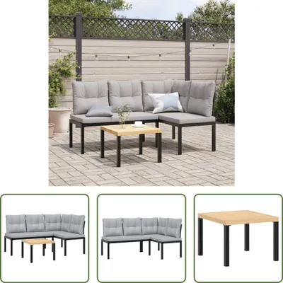 Produktbild von The Living Store Gartenbank-Set 3-tlg. Schwarz Pulverbeschichteter Stahl