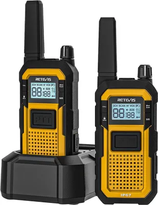 Immagine prodotto di Retevis RB648 Walkie Talkie per impieghi gravosi, radio impermeabile IP67, doppio PTT, carica 2000mAh tipo C, Walkie Talkie di emergenza per adulti per cantieri (2 pz.)