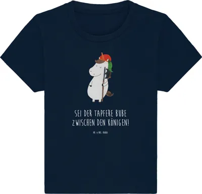 Produktbild von Mr. & Mrs. Panda  T-Shirt Einhorn Junge 0. - 6. Monat - French Navy - Geschenk, Unicorn, Mittelalter, Einhörner, Babyshirt, Bube, Baumwolle Baby Shirt, Jerseyshirt