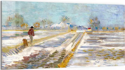 Produktbild von DEQOART Glasbild Echtglas 100x50 cm 'Winterwanderweg' Wandbild Bild modern Deko