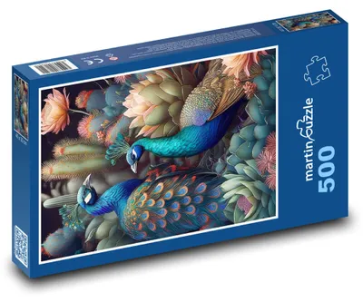 Produktbild von Puzzle 500 Pfauen im Tropengarten - martinpuzzle