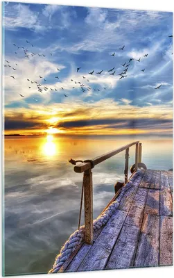 Produktbild von Bilder auf glas - Einteilig - See Brücke - 50x70cm - Glasbilder - Wandbilder - Bilder - Kunstdruck - zum Aufhängen bereit - Wanddekoration aus Glas - Glas Bilder - Wandbild auf Glas - GPA50x70-3963