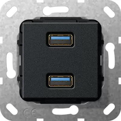 Image de GIRA Einsatz USB 568410 3.0A 2fach Kup schwarz m (568410)