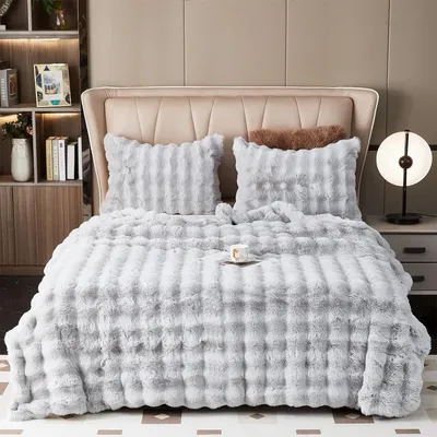 Produktbild von Plüsch-Sofadecke,Kaninchen Plüsch Flauschige Decke, einfarbige Deckedickes Flanell multifunktionale Bettdecke für Schlafzimmer, Sofa,Büro,Reisen,Campingdecke(Hellgrau,100x160cm)