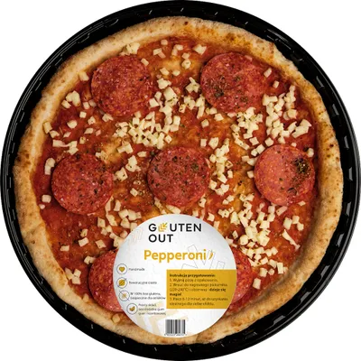 Zdjęcie produktu dla PIZZA Z SEREM MOZZARELLA I KIEŁBASĄ PEPPERONI BEZGLUTENOWA 330 g - GLUTEN OUT