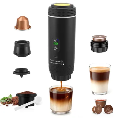 Tragbare Espressomaschine 80 ml, USB, 20 bar, schwarz