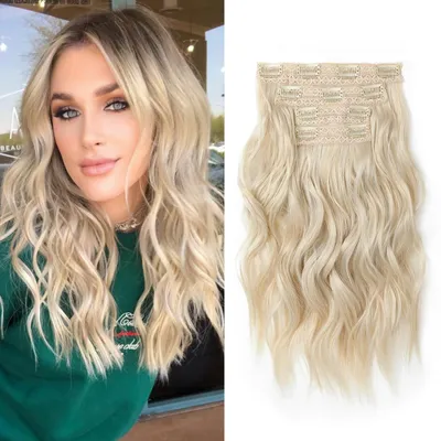 Immagine prodotto di Clip-in per extension, 4 pezzi, Wellig, 35 cm, biondo chiaro, capelli sintetici