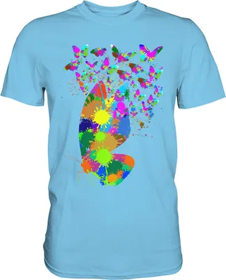 Produktbild von Bunte Schmetterlinge Splash T-Shirt – Sky Blue / S
