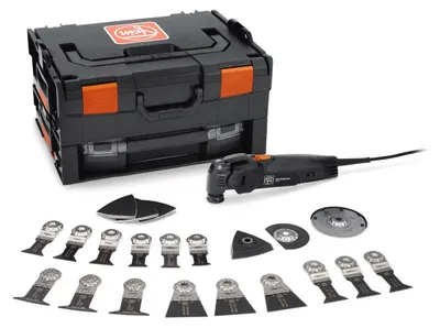 Productafbeelding van Multifunctioneel gereedschap Fein MM 500 Plus, 350 W, Starlock Plus Black Edition (72297561000) + 33 accessoires + L-Boxx