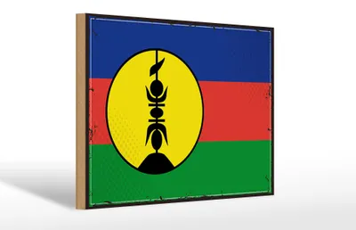 Produktbild von Holzschild Flagge Neukaledonien 30x20cm Retro Flag