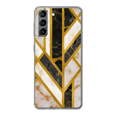 Produktbild von MuchoWow® Handyhülle Schutzhülle Hülle für Samsung Galaxy S21 Marmor - Gold - Glitzer - Luxus Silikon Softcase Handy Hülle - Softcase