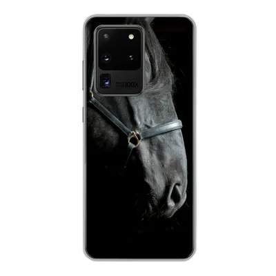 Produktbild von MuchoWow® Handyhülle Schutzhülle Hülle für Samsung Galaxy S20 Ultra Pferd - Leicht - Schwarz Silikon Softcase Handy Hülle - Karteninhaber