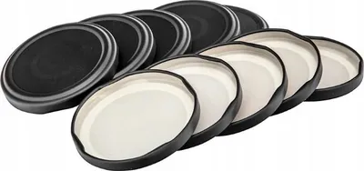 Obrázek produktu pro Sada 10 matně černých víček na sklenice se 4 poutky o průměru 66 mm