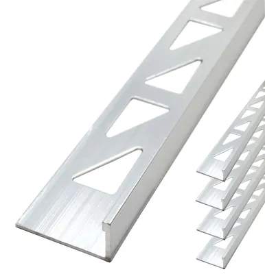 Produktbild von 5x Dalsys 2,5m Fliesenschiene, L Profil, 8mm, Silber matt, Aluminium eloxiert, Fliesenprofil Winkelprofil, Abschlussleiste Fliesenabschlussprofil, Fliesen Eckschutzschiene