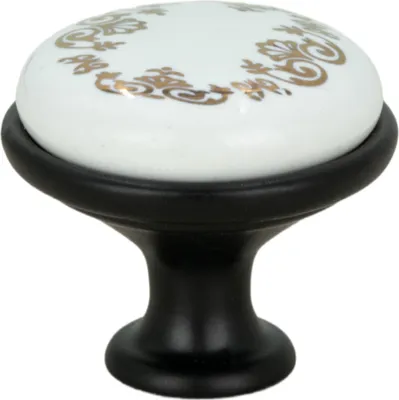 Produktbild von Retro Schwarze Keramik Möbelknopf mit mattem Finish – Stilvolle Möbelgriffe für ein elegantes Interieur, hochwertiges Aluminium und leicht zu montieren.