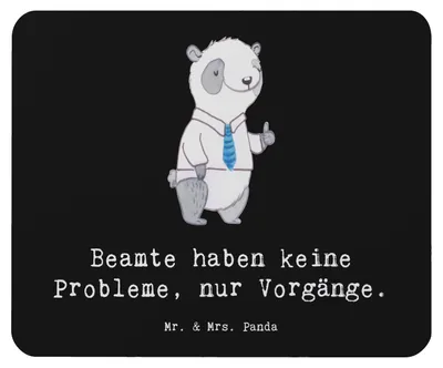 Produktbild von Mr. & Mrs. Panda Mauspad Beamter ohne Probleme - Schwarz - Geschenk, kreative Geschenke, mousematte, niedliche Designs, Mousepad, Hingabe, Berufsgestaltung, Mouse Pad, pc