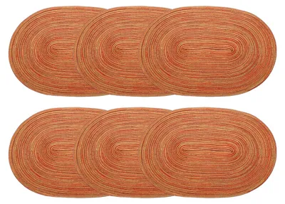 6er-Set ovale geflochtene Platzsets 50 cm, rutschfest, Orange