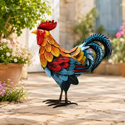 Metall-Kranichfigur, wetterfest, 28,9x12x27,7 cm, mehrfarbig