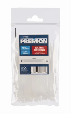Obrázek produktu pro PREMION PREP00025 - Stahovací pásky bílé 2,5 x 100mm 100ks