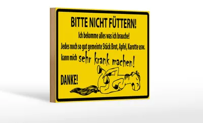Produktbild von Holzschild Warnschild 18x12cm Bitte Nicht Füttern (Pferd)
