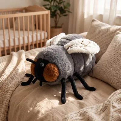 Produktbild von Kawaii Fliege Plüschtier 23cm Cartoon Lustige Fliegen Plüschfigur Kuscheltier Sofa Deko Geschenk - Farbe: Grau