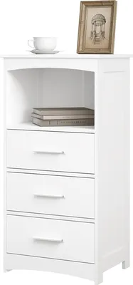 Produktbild von EUGAD Badezimmerschrank, mit 3 Schubladen 1 offenem Fach, Weiß, 40x80x30cm